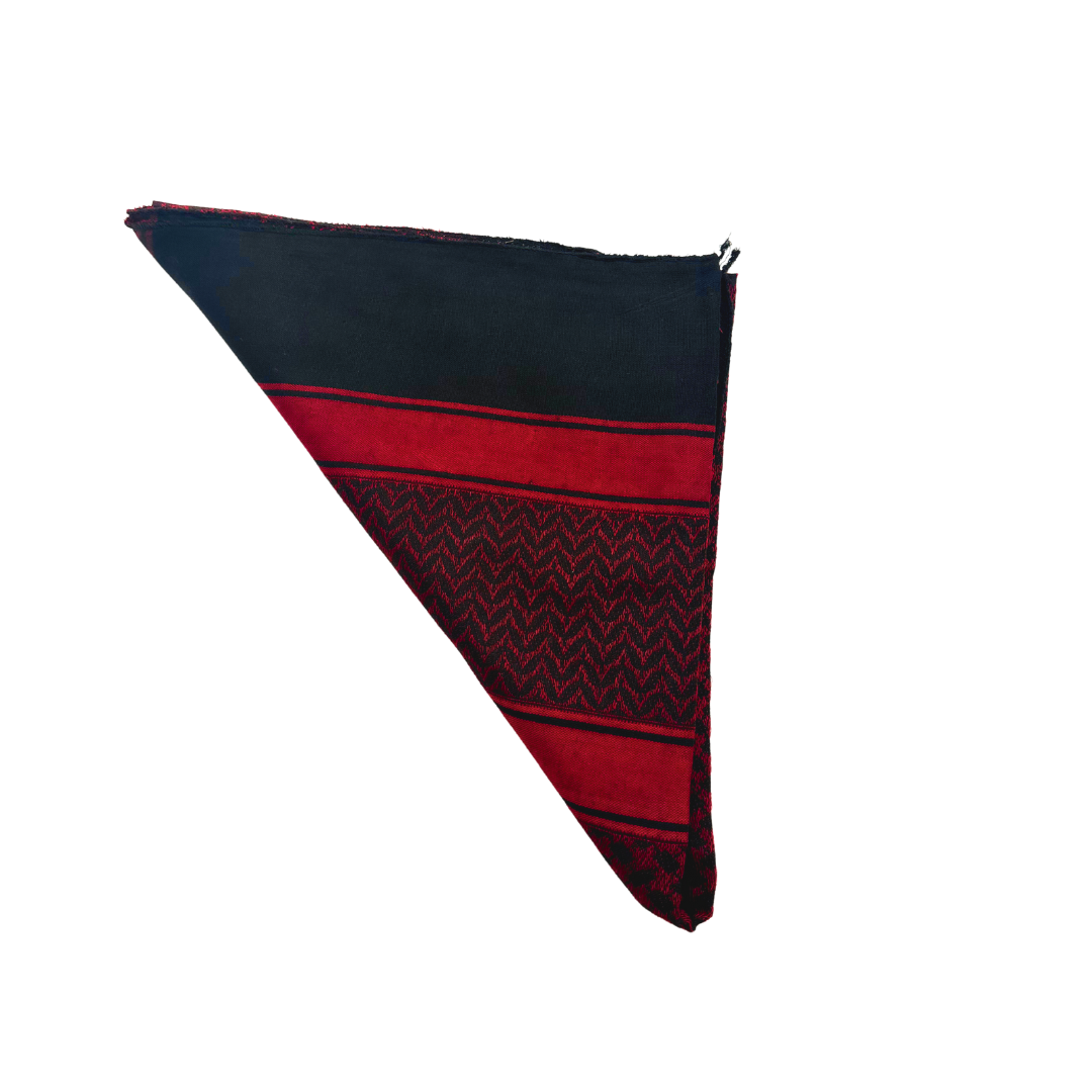 Red & Black Palestinian Embroidered Keffiyeh Scarf