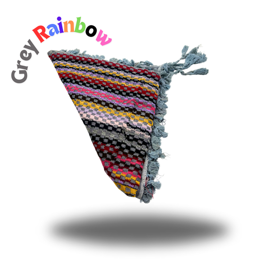 Grey Keffiyeh with Rainbow Stitching and Grey Tassels: