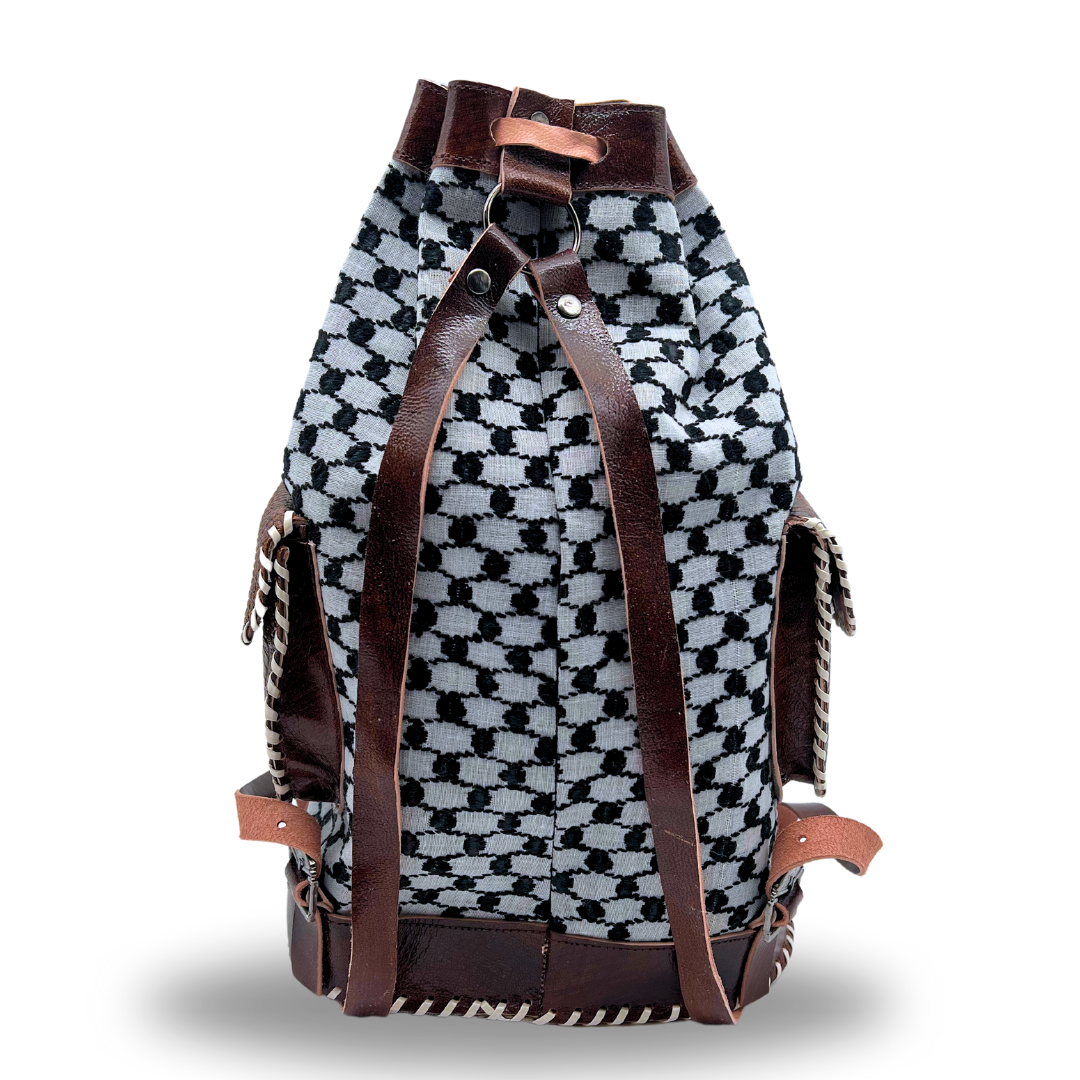 Palestinian Keffiyeh Patterned Bucket-Style Backpack