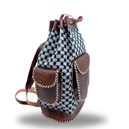 Palestinian Keffiyeh Patterned Bucket-Style Backpack