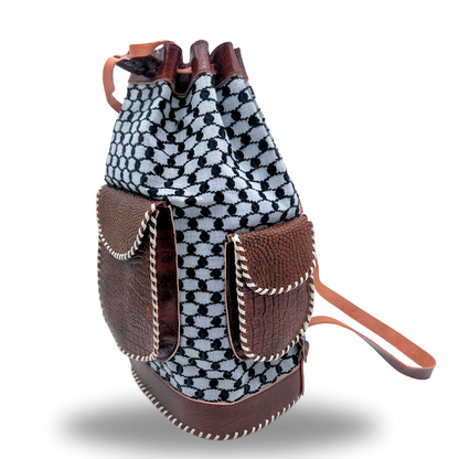 Palestinian Keffiyeh Patterned Bucket-Style Backpack