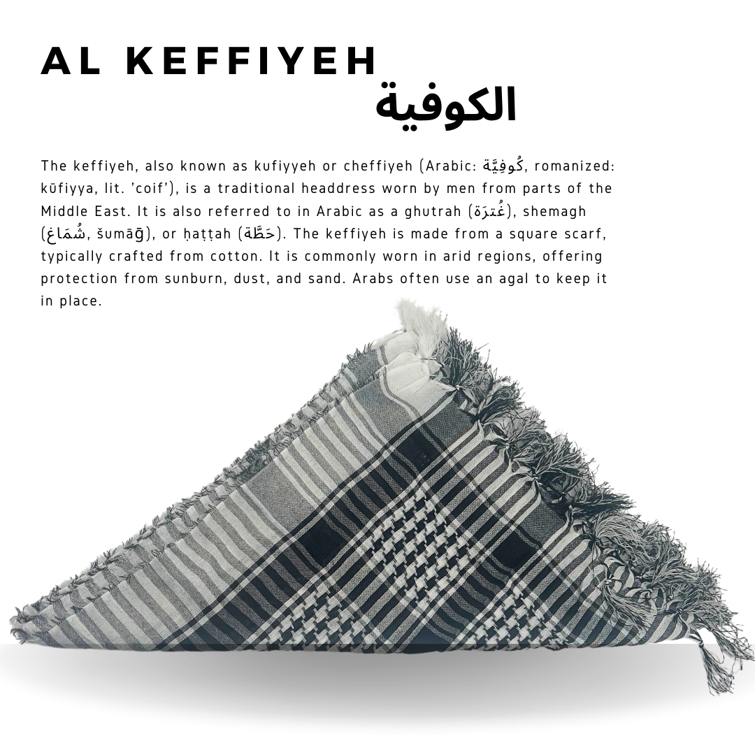 Shemagh Cotton desert Keffiyeh Scarf - Arab Head Neck Face Wrap for Outdoor Protection