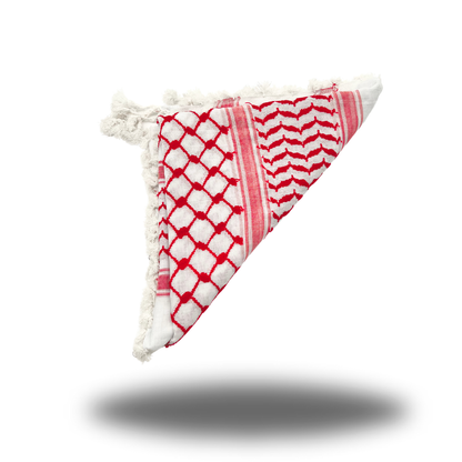 Authentic Cotton Palestinian Keffiyeh - Red and White classic with tassels