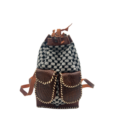 Palestinian Keffiyeh Patterned Bucket-Style Backpack small