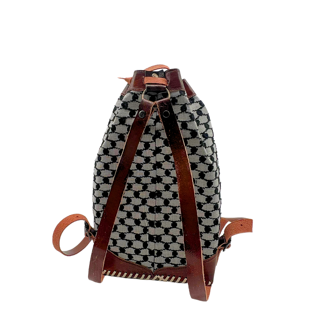 Palestinian Keffiyeh Patterned Bucket-Style Backpack small