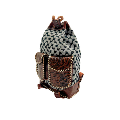 Palestinian Keffiyeh Patterned Bucket-Style Backpack small