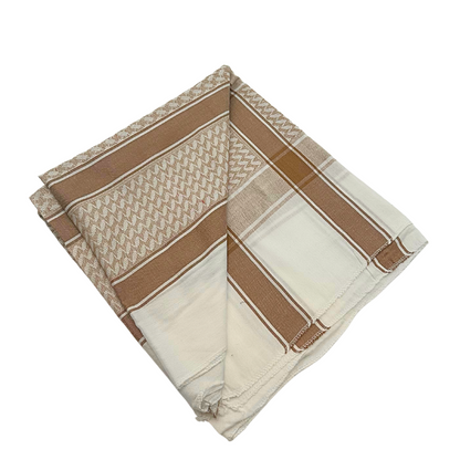 White & Gold Palestinian Embroidered Keffiyeh Scarf